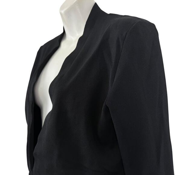 MM Lafleur Womens Black Tight Knit Stretch Rayon Cardigan Jacket Open Sweater M - Picture 10 of 16